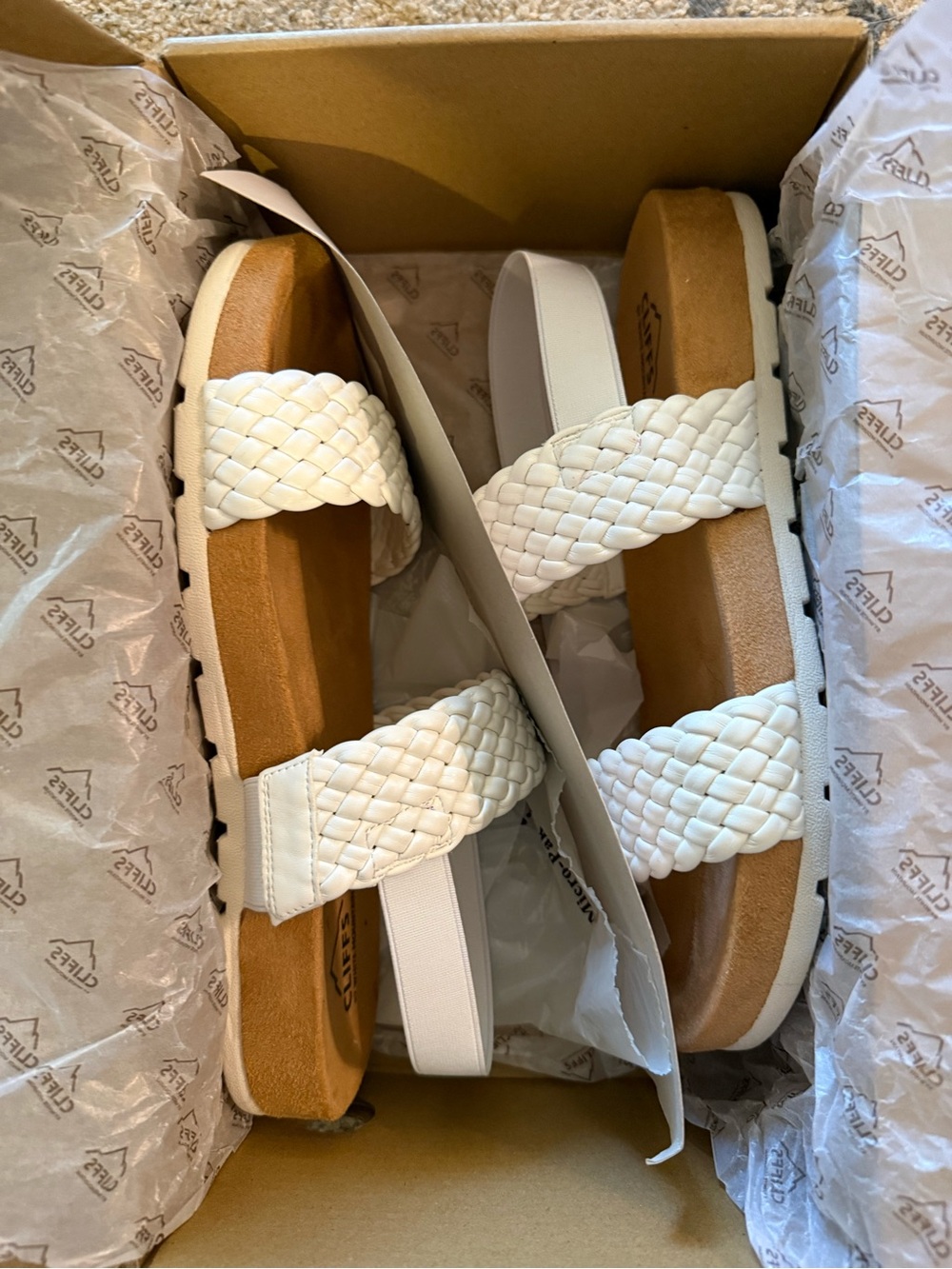 Cliffs by White Mountain Braided Strap Sandals in White